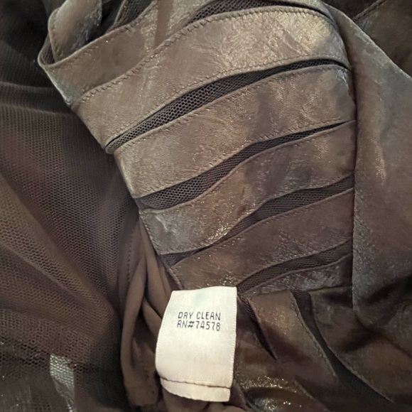 Cache Women’s Designer Halter Style Tiered Cocktail Dress Brown Metallic Shimmer - Picture 7 of 16